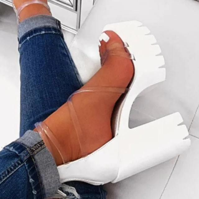 Transparent Gladiator Heel Sandals