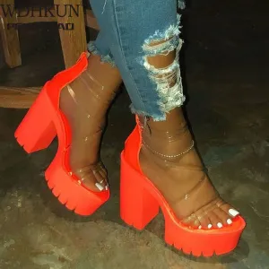 Transparent Gladiator Heel Sandals