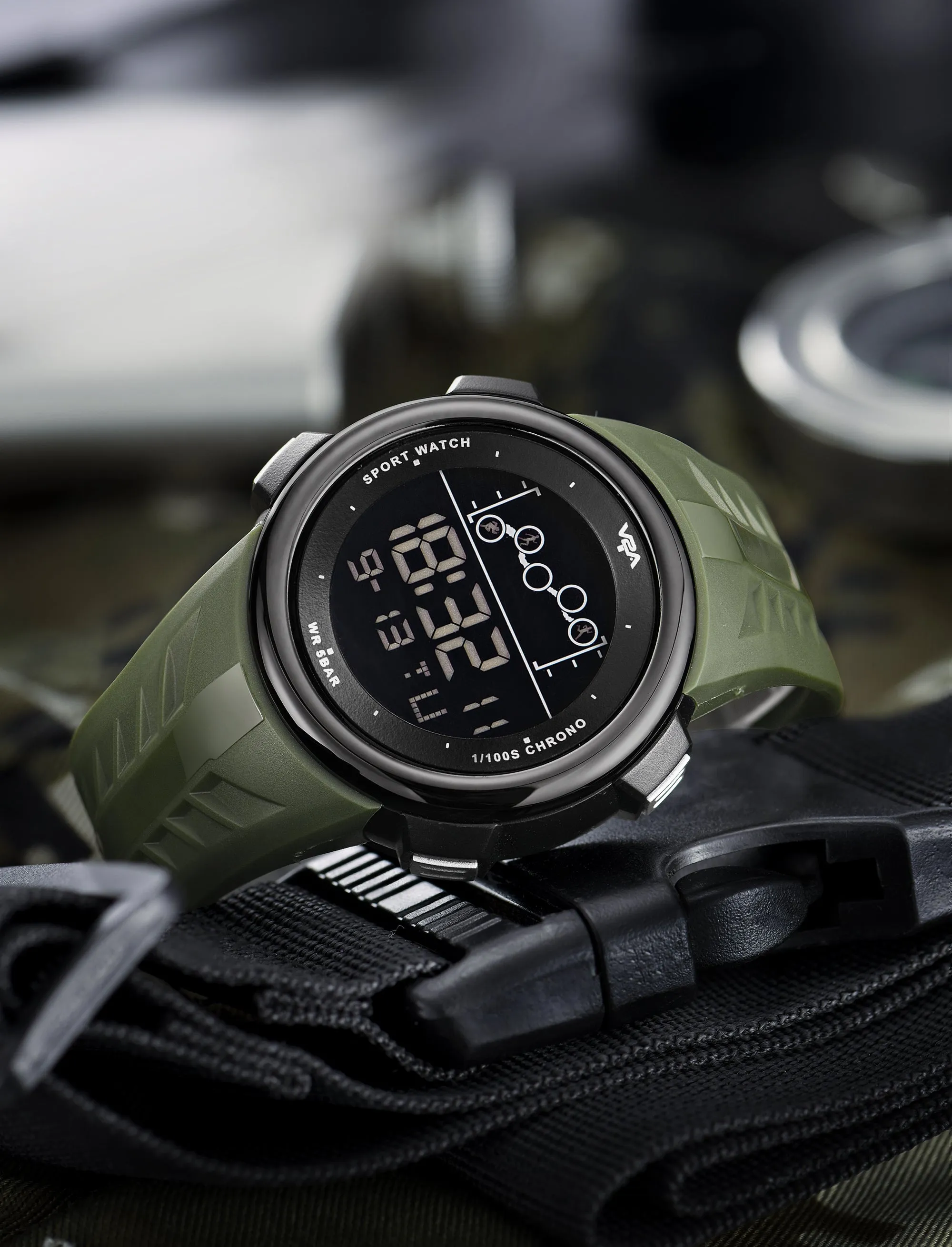 V2A Digital 5ATM Waterproof Sports Watch for Men with Stopwatch, Backlight and Alarm | Dial Size - 47 mm