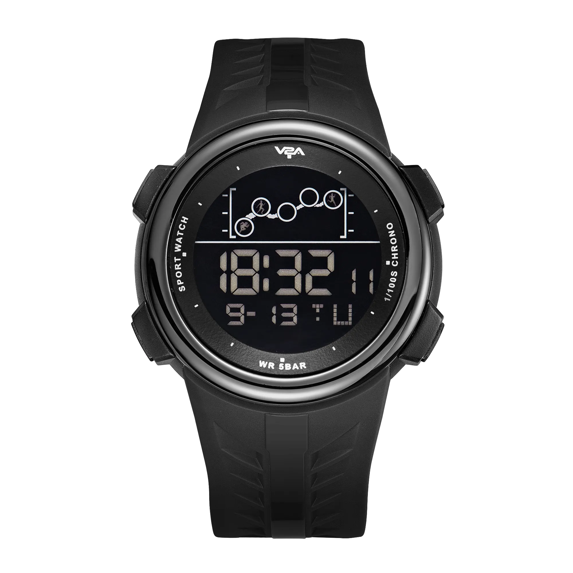 V2A Digital 5ATM Waterproof Sports Watch for Men with Stopwatch, Backlight and Alarm | Dial Size - 47 mm