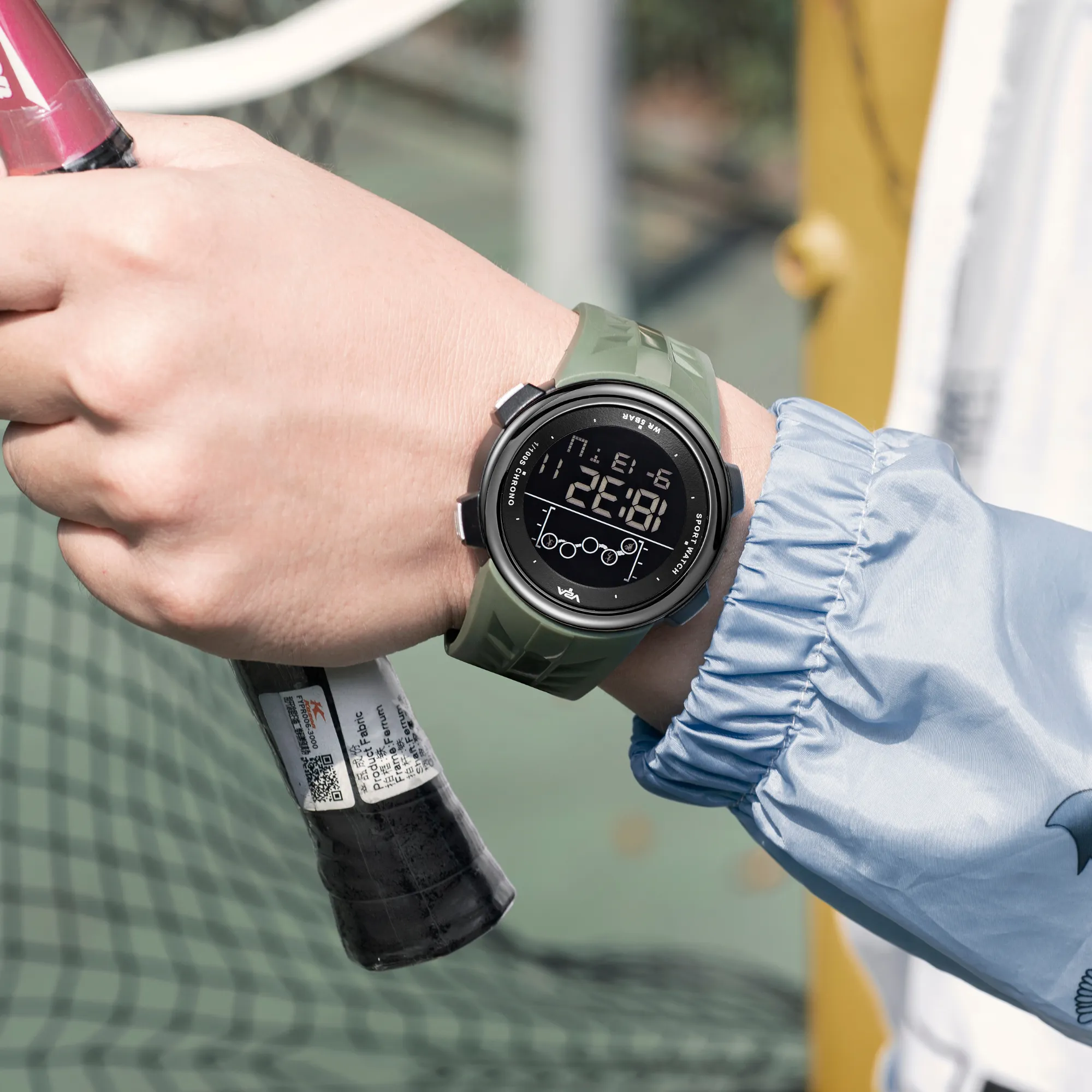 V2A Digital 5ATM Waterproof Sports Watch for Men with Stopwatch, Backlight and Alarm | Dial Size - 47 mm