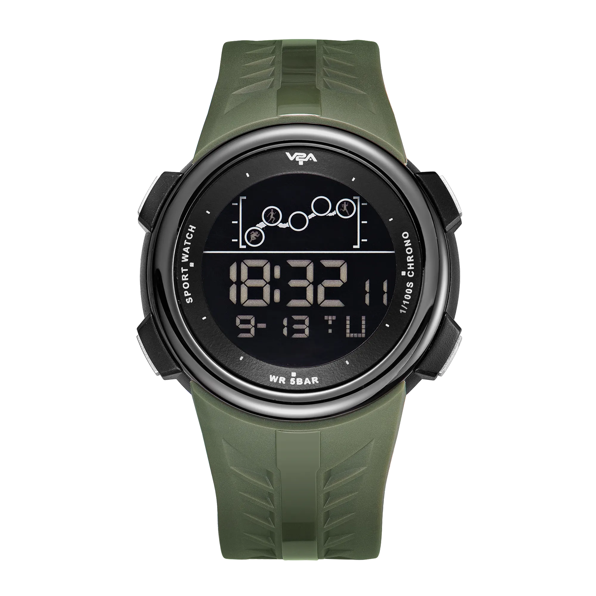 V2A Digital 5ATM Waterproof Sports Watch for Men with Stopwatch, Backlight and Alarm | Dial Size - 47 mm