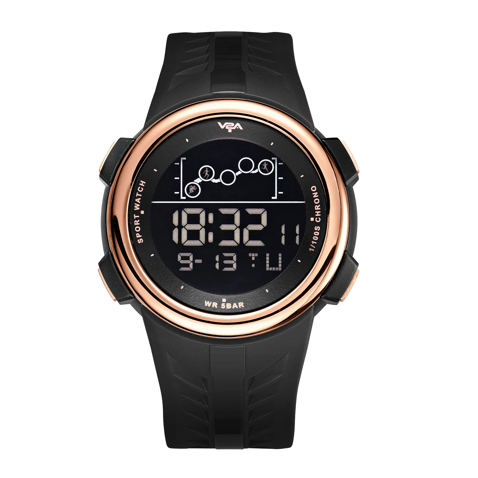 V2A Digital 5ATM Waterproof Sports Watch for Men with Stopwatch, Backlight and Alarm | Dial Size - 47 mm