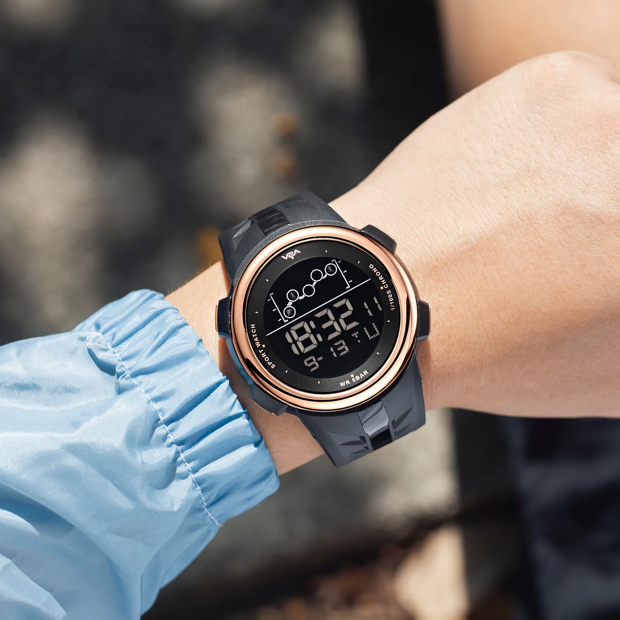V2A Digital 5ATM Waterproof Sports Watch for Men with Stopwatch, Backlight and Alarm | Dial Size - 47 mm