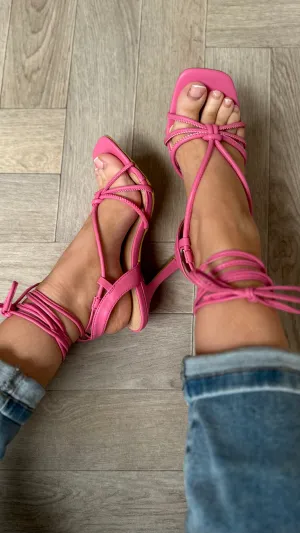 Vinka Pink Strappy Stiletto Sandals