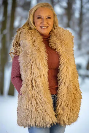 W.A.Y Wonderful & Young Mongolian Lamb Faux Fur Lapel Vest