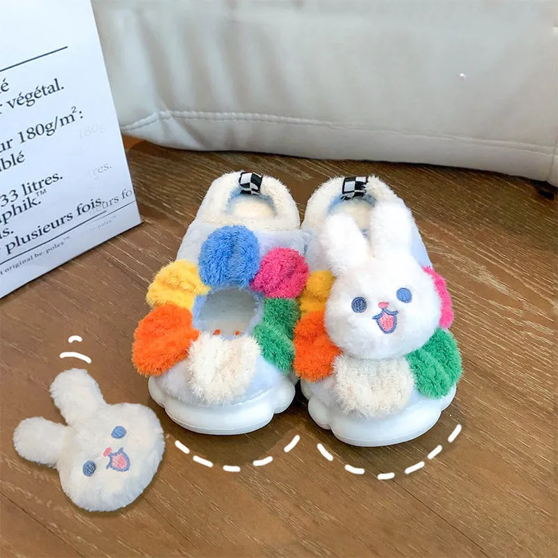 Wholesale Cute Sunflower Bunny Autumn and Winter Warm Home Non-slip Cotton Slippers