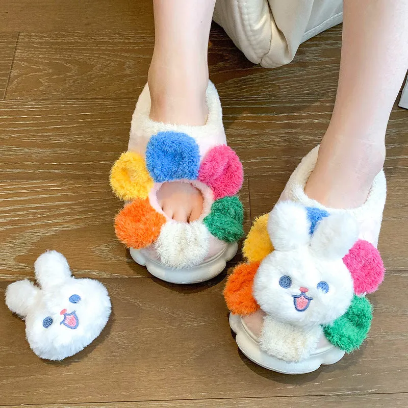 Wholesale Cute Sunflower Bunny Autumn and Winter Warm Home Non-slip Cotton Slippers